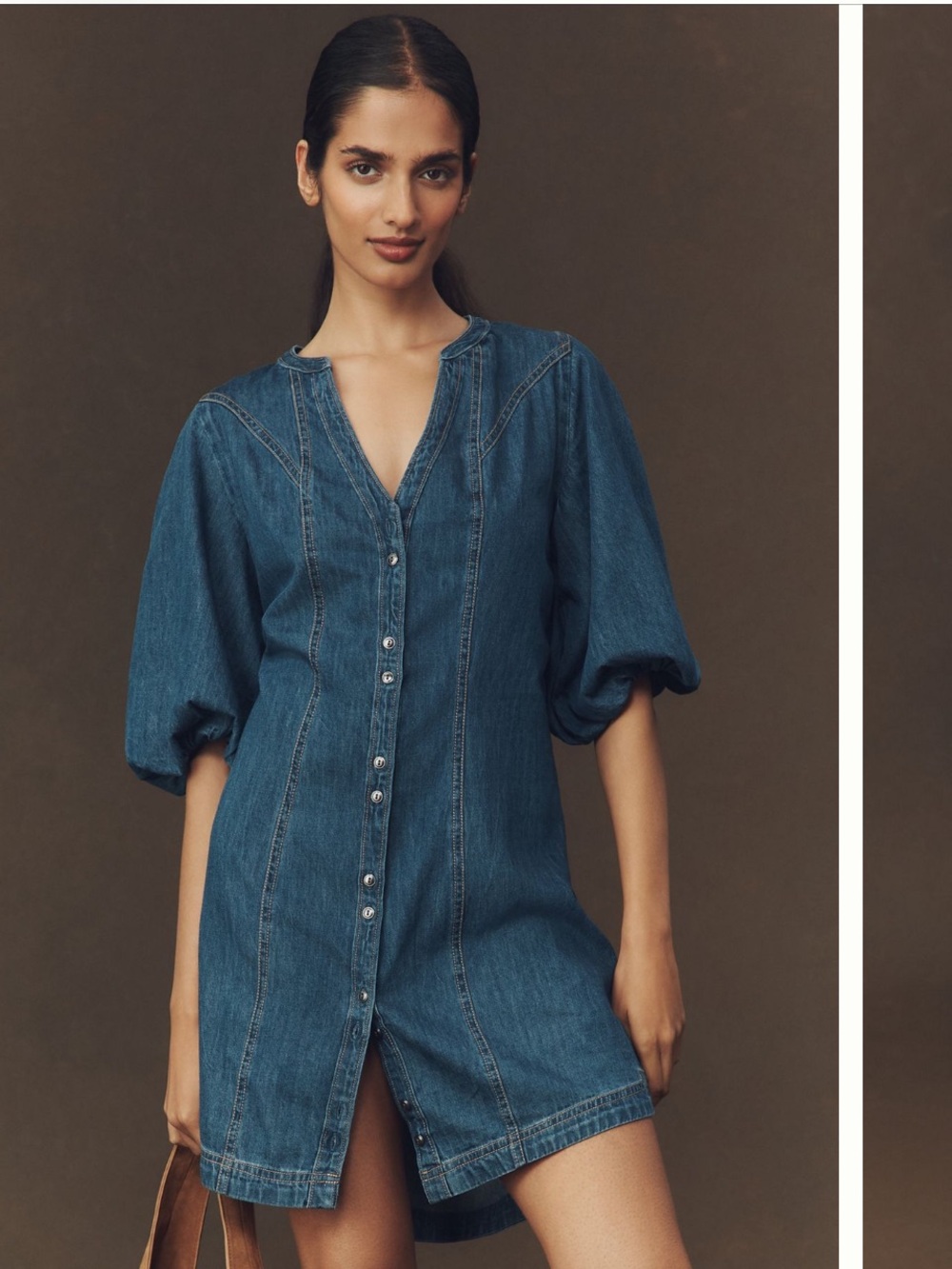 Pilcro Puff-Sleeve Denim Shirt Dress